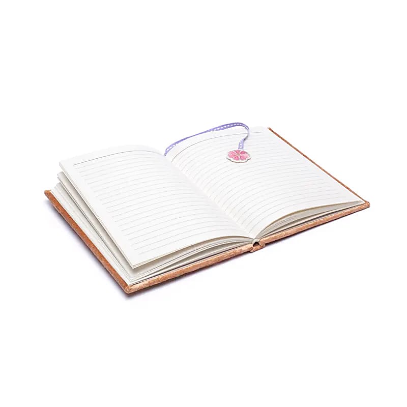 Fluwelen notitieboek bloemen, beige (20x15 cm)