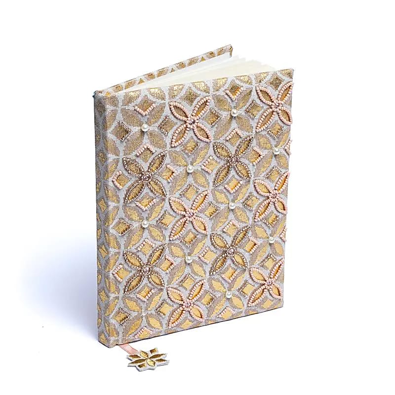 Notitieboek van chambray katoen, bloem des levens (20x15 cm)