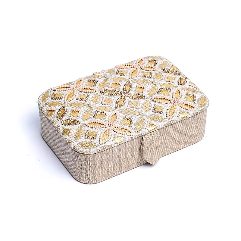 Chambray cotton tarot box with the Flower of Life (11x15.5x5 cm)