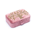 Fluwelen tarotdoos roze met Levensboom (11x15,5x5 cm)