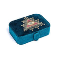 Fluwelen tarotdoos petrol met tarot oog (20x15x9 cm)