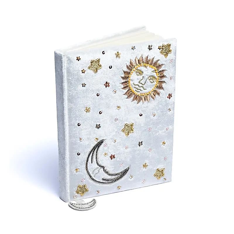 Fluwelen notitieboek zon en maan (20x15 cm)