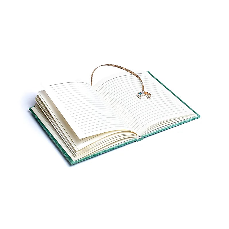 Fluwelen notitieboek maanfases, mint (20x15 cm)