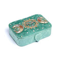 Fluwelen tarotdoos mint met maanfasen (11x15,5x5 cm)