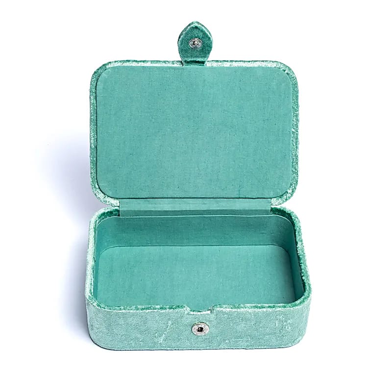 Fluwelen tarotdoos mint met maanfasen (11x15,5x5 cm)