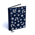Fluwelen notitieboek donkerblauw maan sterren (20x15 cm)