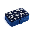 Fluwelen tarotdoos donkerblauw met maan en sterren (11x15,5x5 cm)