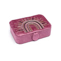 Fluwelen tarotdoos paars met regenboog (11x15,5x5 cm)