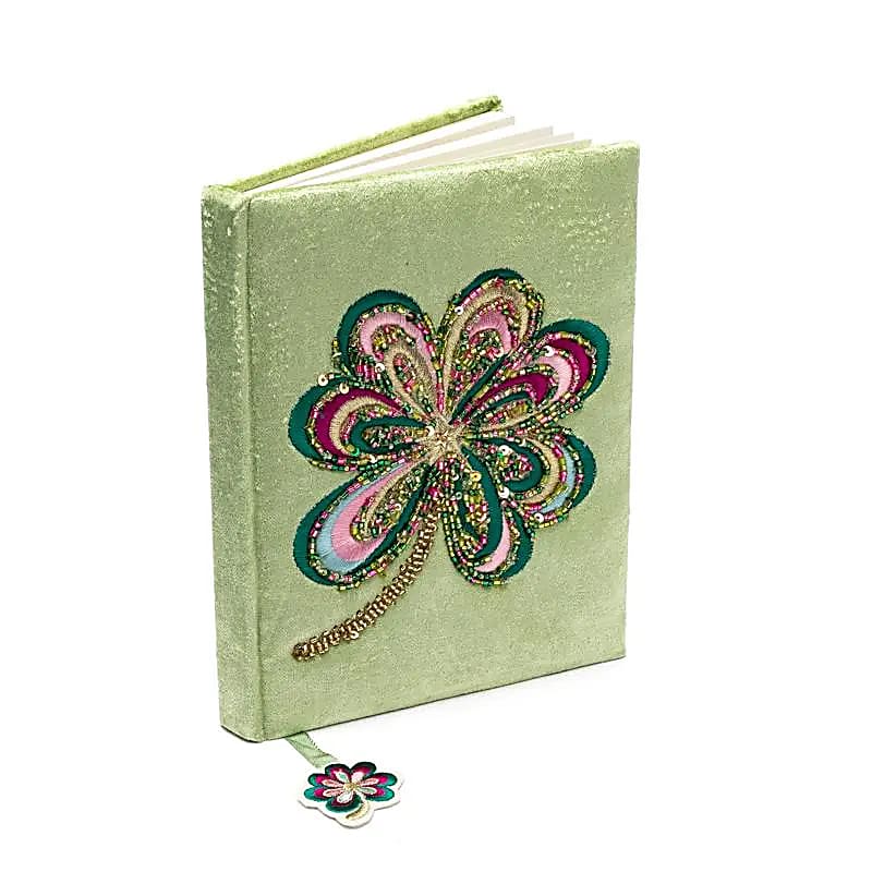 Fluwelen notitieboek klavertje vier (20x15 cm)