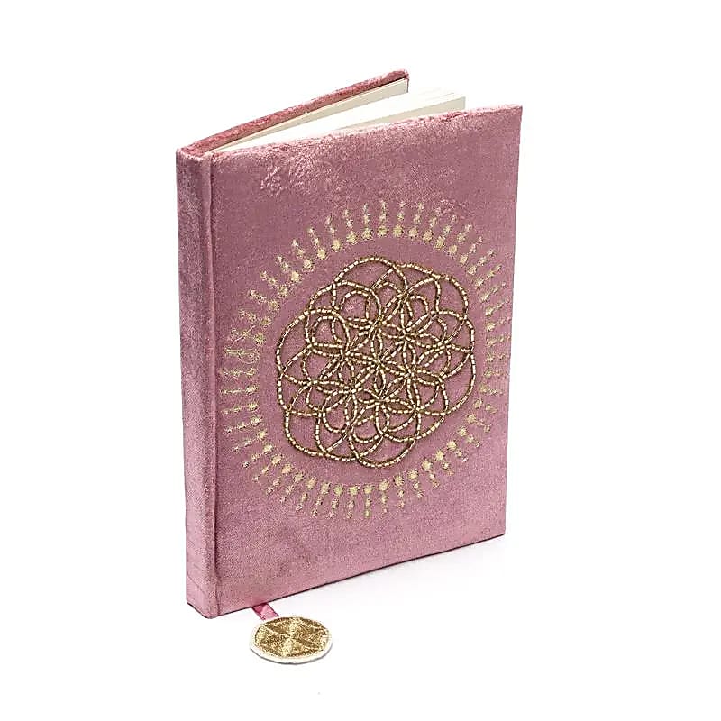 Fluwelen notitieboek bloem des levens (20x15 cm)
