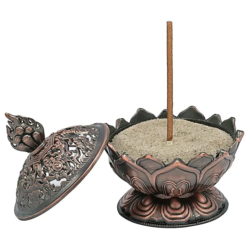 Lotus wierookhouder koperkleurig (7.8x6.9x6.9 cm)