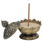 Bronzen lotus wierookbrander (7,8x6,9x6,9 cm)