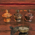 Bronzen lotus wierookbrander (7,8x6,9x6,9 cm)