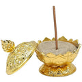 Lotus wierookbrander goud, 7.8x6.9x6.9 cm