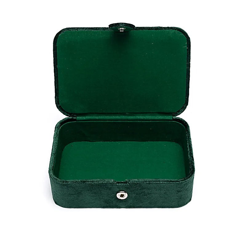 Fluwelen tarotdoos groen met Levensboom en harten (11x15,5x5 cm)