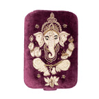 Fluwelen tarotdoos paars met Ganesha (11x15,5x5 cm)