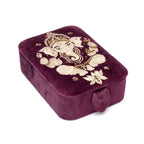 Fluwelen tarotdoos paars met Ganesha (11x15,5x5 cm)