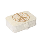 Fluwelen tarotdoos gebroken wit, Bloem des Levens (11x15,5x5 cm)