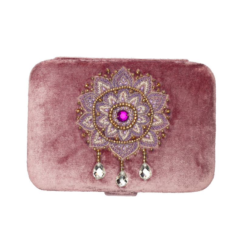 Fluwelen tarotdoos lila met Mandala (11x15,5x5 cm)