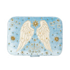 Fluwelen tarotdoosl blauw met engelenvleugels (11x15,5x5 cm)