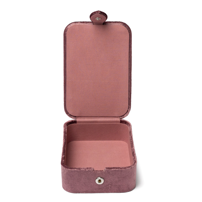 Fluwelen tarotdoos roze met godin (11x15,5x5 cm)