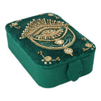 Fluwelen tarotdoos groen met tarot oog (11x15,5x5 cm)