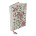 Fluwelen notitieboek bloemen, mintgroen (20x15 cm)