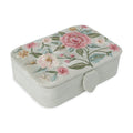 Fluwelen tarotdoos mintgroen met bloemen (11x15,5x5 cm)