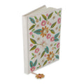 Fluwelen notitieboek bloemen, gebroken wit (20x15 cm)