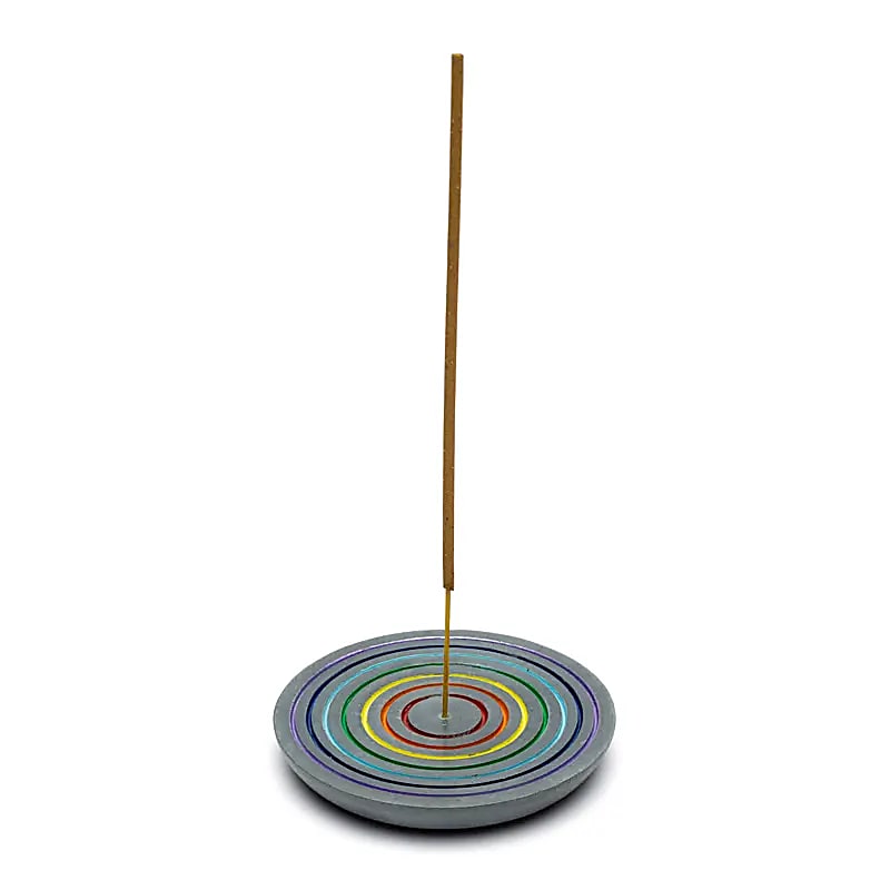 Wierookbrander zeepsteen zwart Regenboog (10 cm)