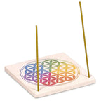 Wierookbrander zandsteen bloem des levens (10x10 cm)