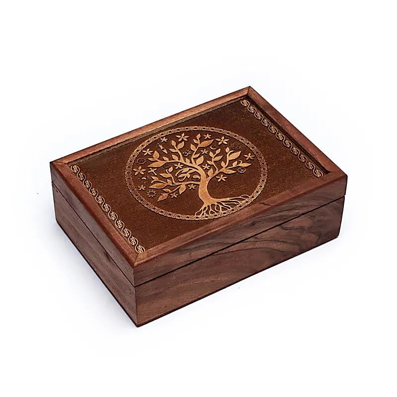 Engraved Tree of Life Tarot Box (17.5 x 13 x 6.5 cm)