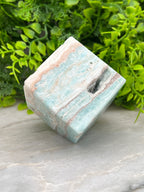 Caribbean Blue (Aragonite / Calciet) kubus cut base