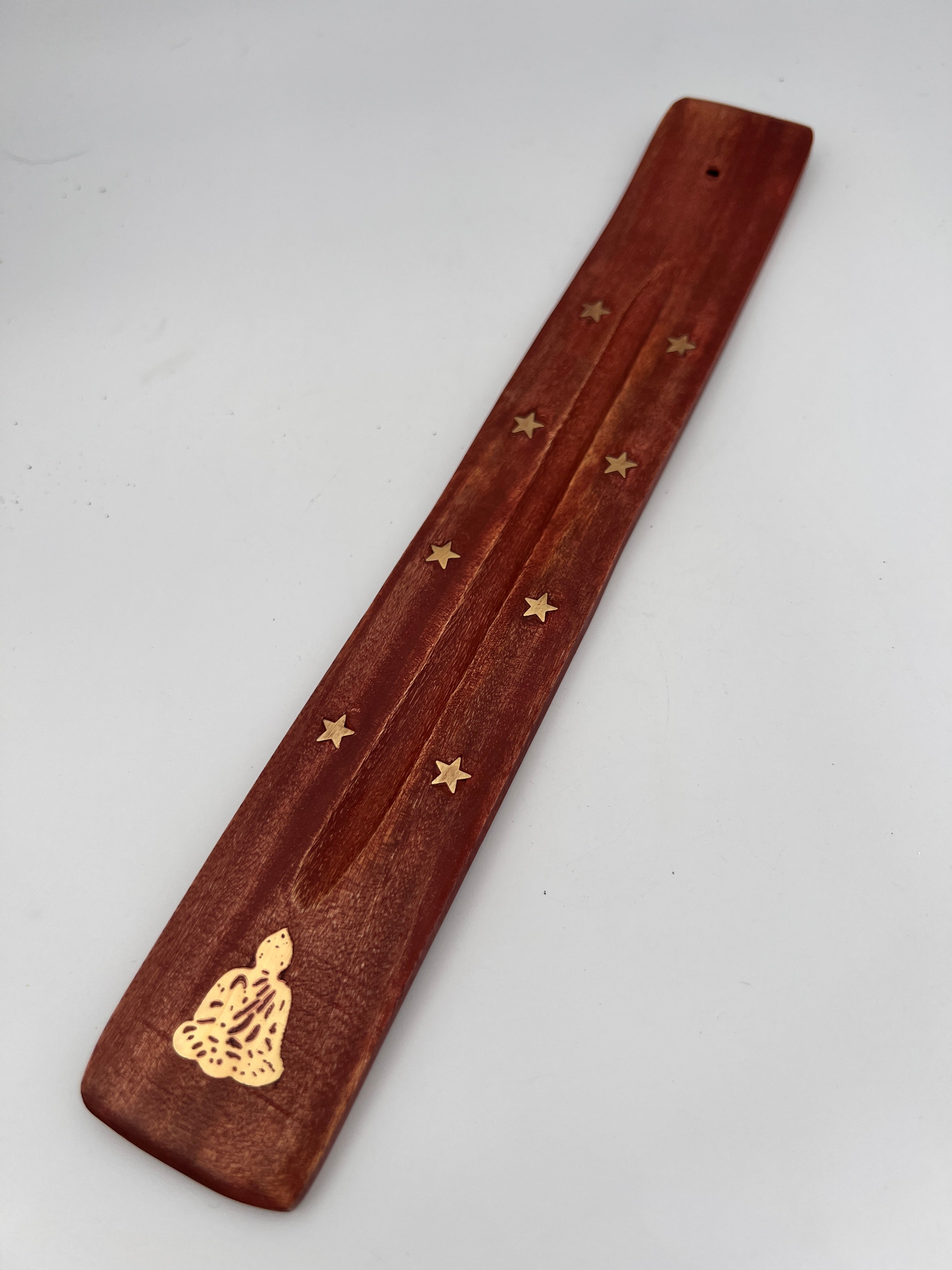 Wierookhouder hout metaal ingelegd