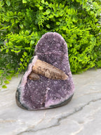 Amethist met Kwartskristal cut base - zeldzaam by KEY LIME STORE
