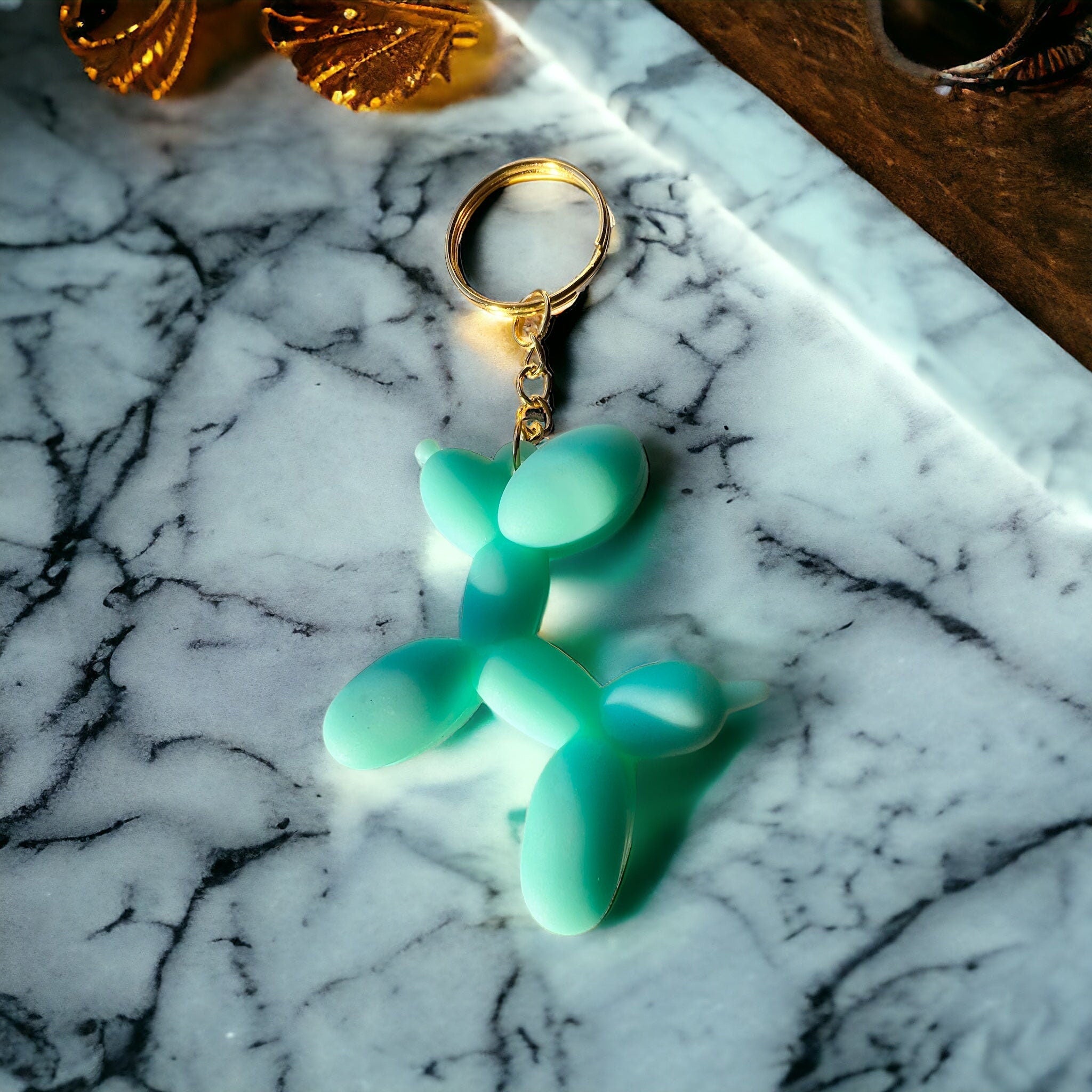Balloon animal keychain turkoois