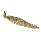 Ganesha wierookbrander bladvorm goudkleur (22x5.5x4cm)