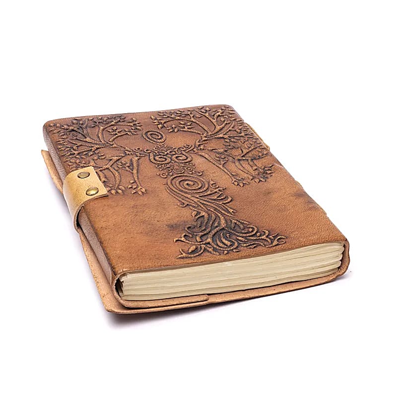 Notitieboek levensboom, godin, kunstleren omslag (18x13 cm)