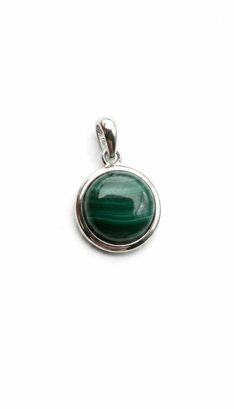 925er Sterlingsilber | Malachit-Anhänger (insgesamt 17 mm) von KEY LIME STORE
