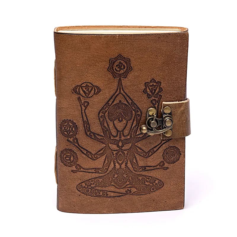Notitieboek chakra meditatie, kunstleren omslag (18x13 cm)