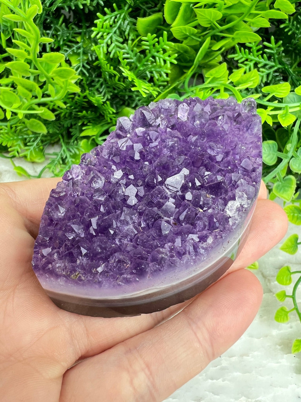 Amethyst und Achat, elliptisch, rundum poliert (7 cm) von KEY LIME STORE