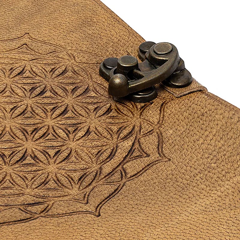 mandala notitieboek Bloem des Levens, kunstleren omslag (18x13 cm)
