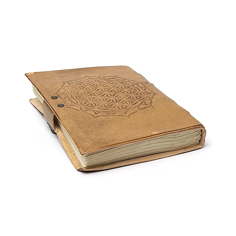 mandala notitieboek Bloem des Levens, kunstleren omslag (18x13 cm)