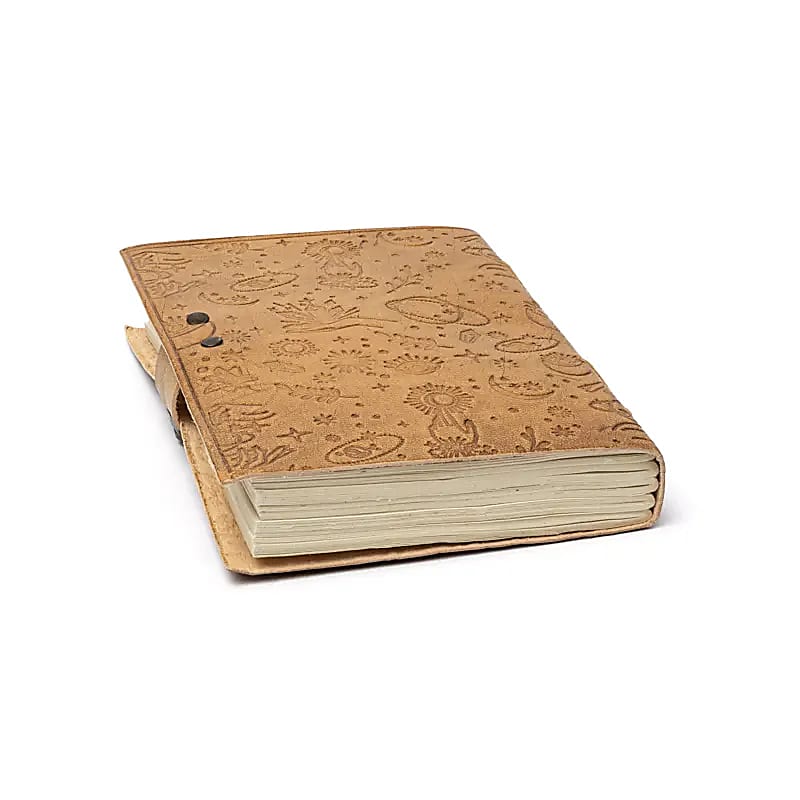 Notebook with mystical symbols, faux leather cover (18x13 cm)
