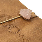 Flower of Life Notebook, Faux Leather Cover with Rose Quartz (18x13 cm)