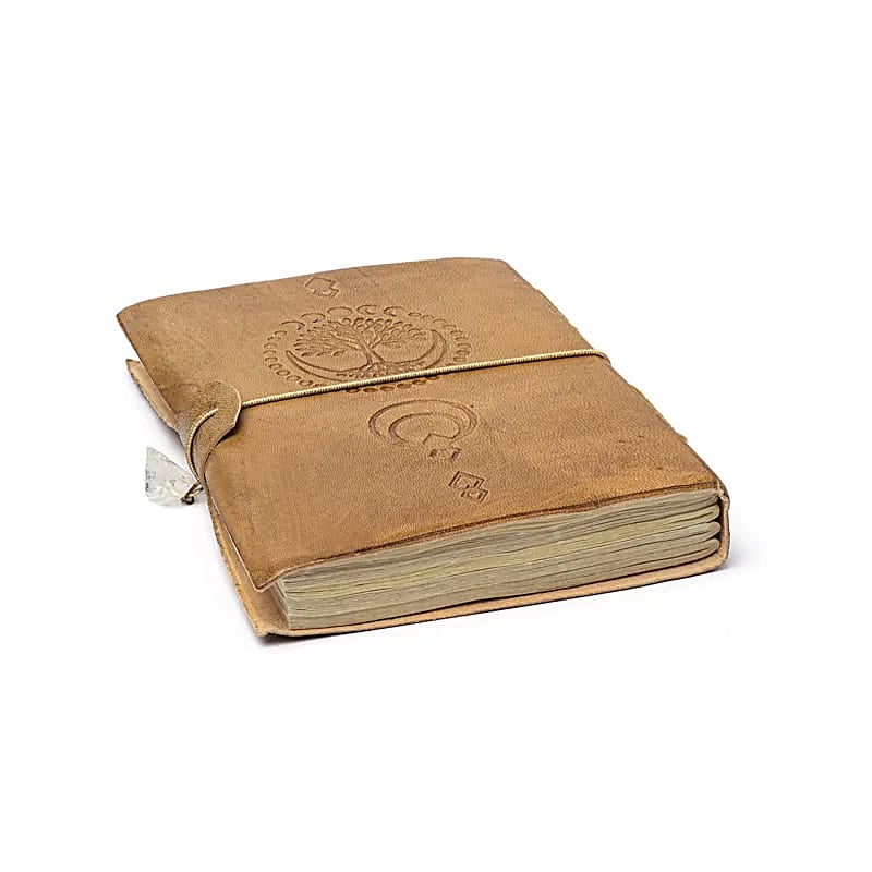 Tree of Life Notebook, Faux Leather Cover with Rock Crystal (18x13 cm)