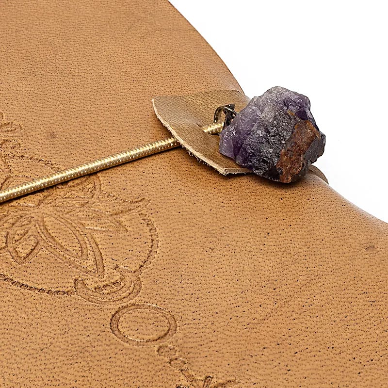 lotus notitieboek met amethist, kunstleren omslag (18x13 cm)