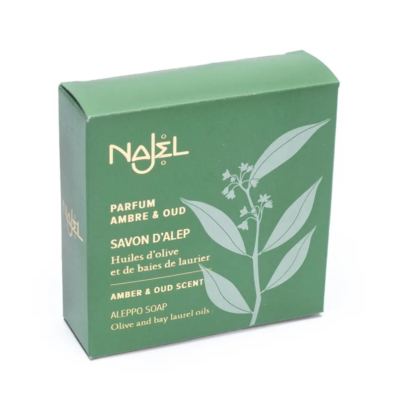 Aleppo zeep met koord, Najel kruidenzeep amber/oudh (150 g)
