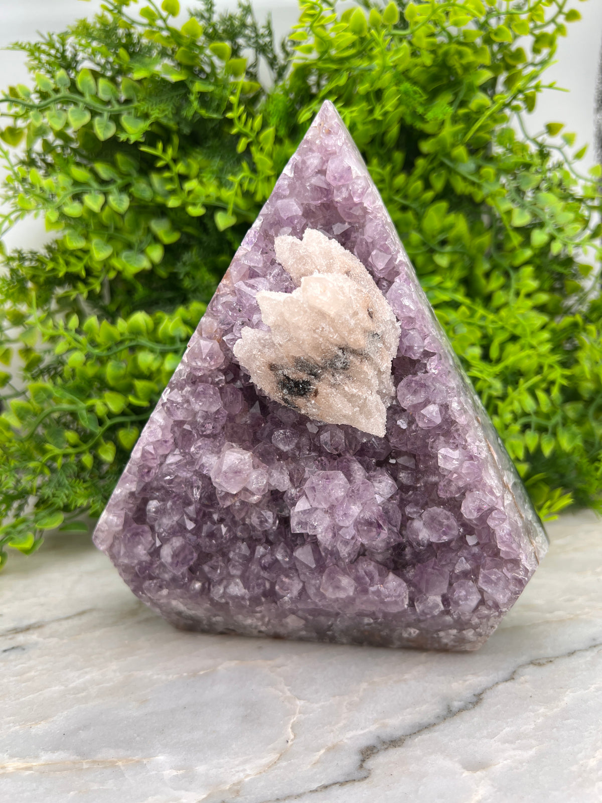 Amethist, Agaat en druzy Calciet in diamantvorm XL