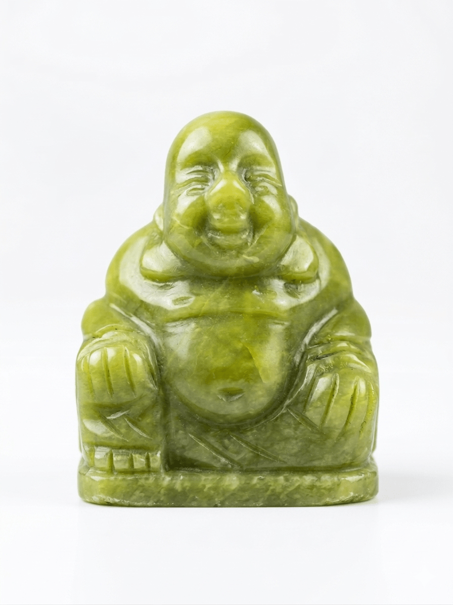 Serpentin-Buddha mit lächelndem Gesicht von KEY LIME STORE